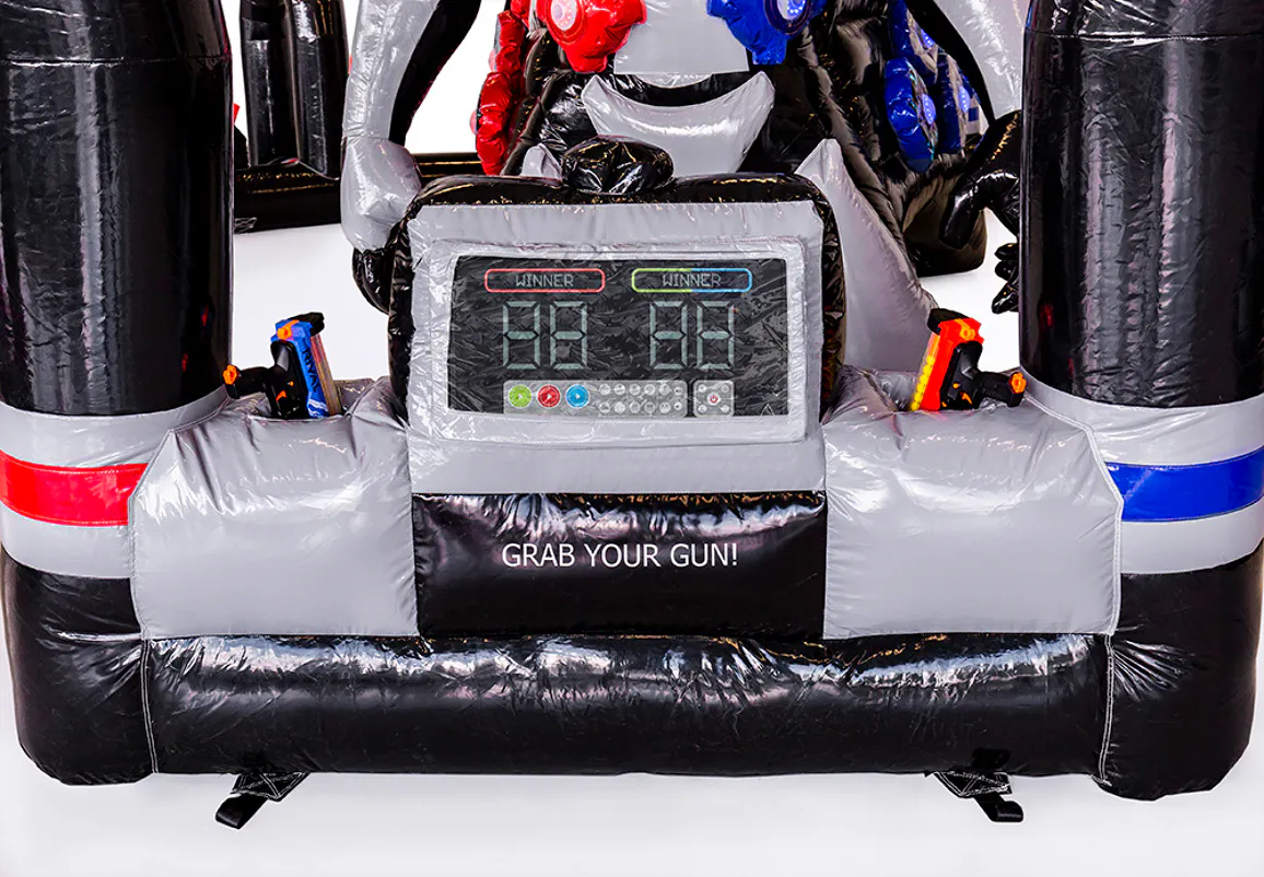 Automatic red-and-blue scoreboard at the IPS Time Attack arena entrance